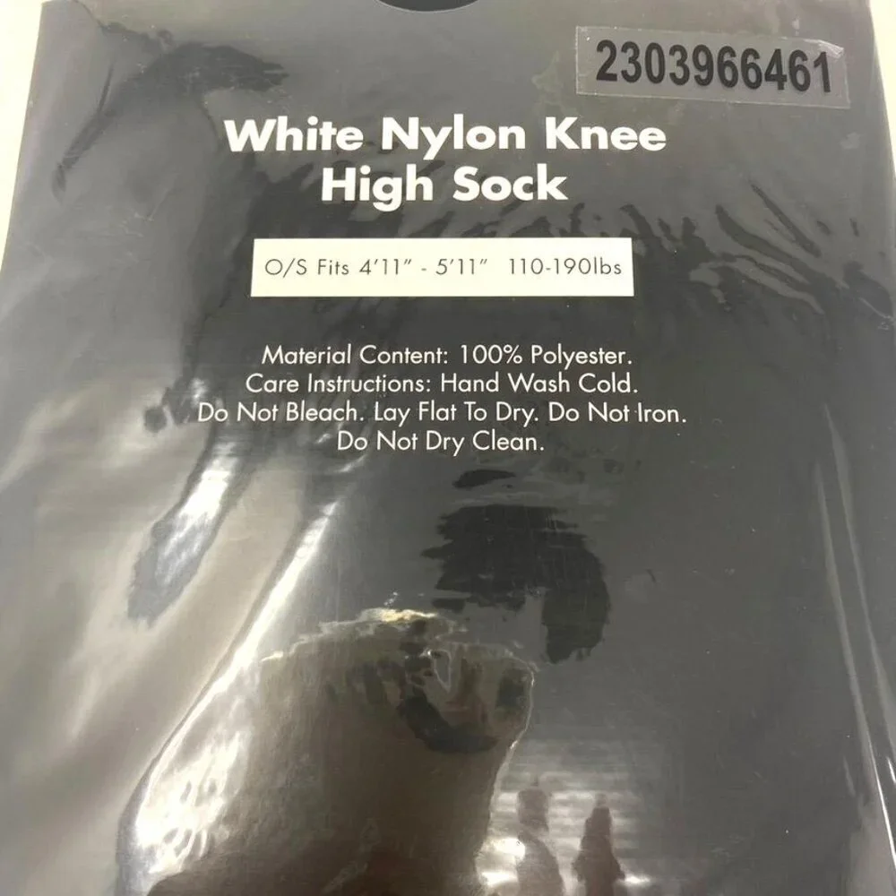 Spirit Halloween White Nylon Knee High Socks Schoolgirl Costume Mary Janes